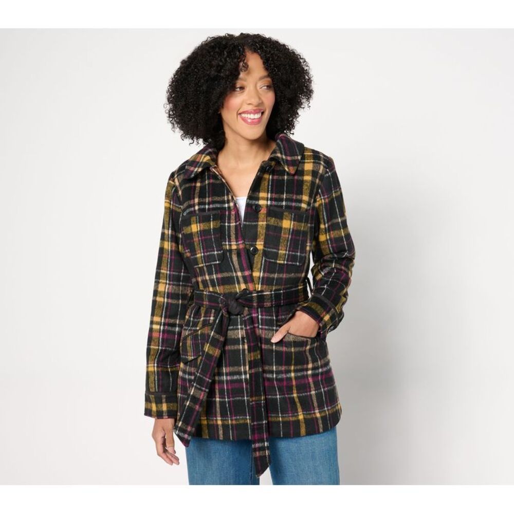 Isaac Mizrahi Live! Women's Jacket Sz M Estate Faux Wool Multi-colored